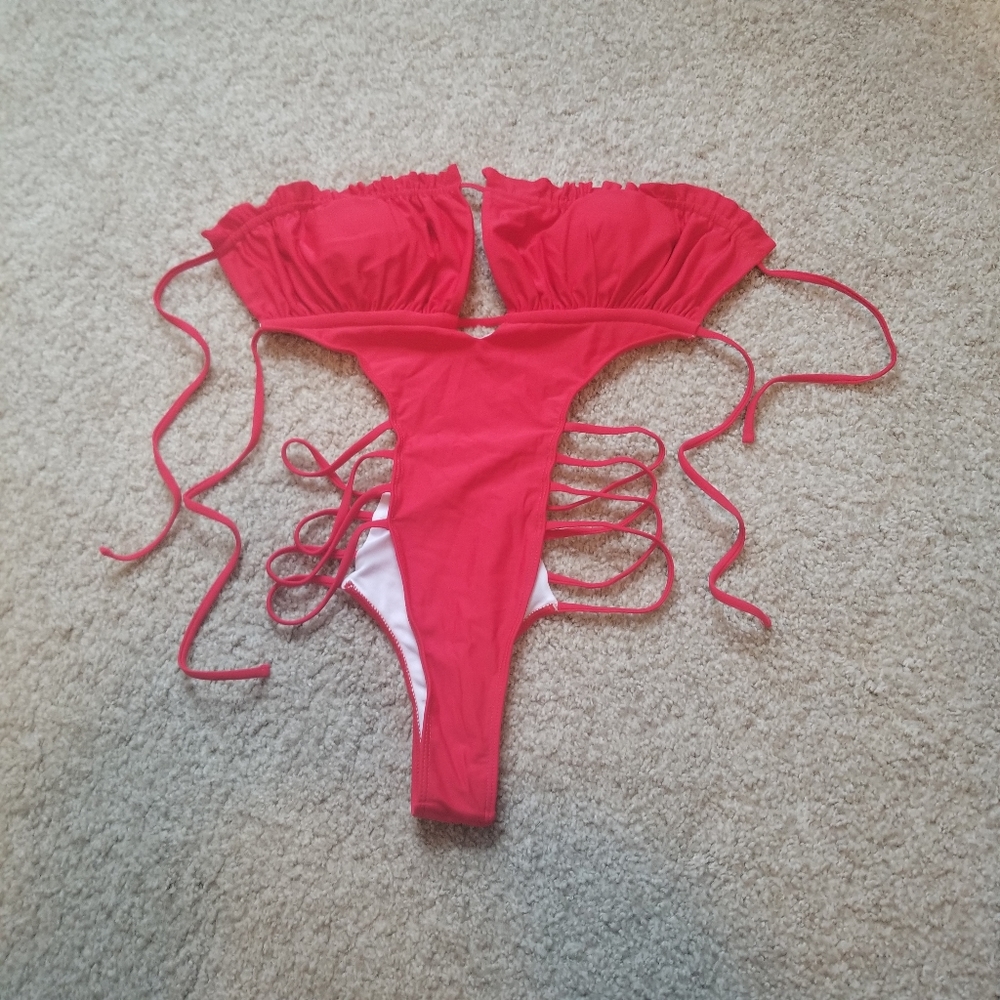 Shein Red Sexy One Piece Bathing Suit